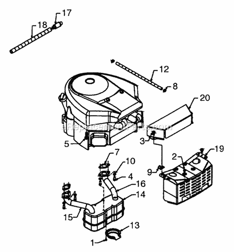 Engine Accessories (Intek Twin) Diagram and Parts List for 13A4662F129 2001 Yard Machines Lawn Tractor